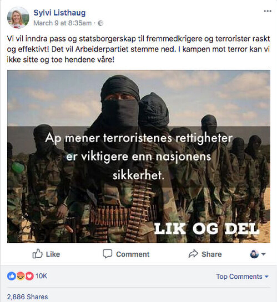 Foto: Skjermdump/Facebook.