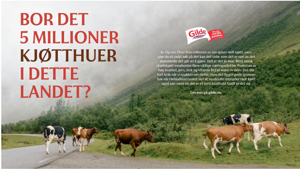Dette er hentet fra Gilde sin reklamevideo om rødt kjøtt. Skjermdump, Gilde.no