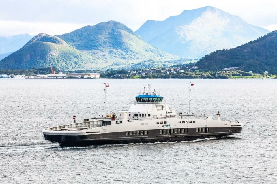 Bilfergen MF Giskøy fra Fjord1 er også en el-ferge, og har ifølge verftet en reservemotor som kan gå på biodiesel. Foto: Halvard Alvik / NTB scanpix Bilfergen MF Giskøy fra Fjord1 er også en el-ferge, og har ifølge verftet en reservemotor som kan gå på biodiesel.