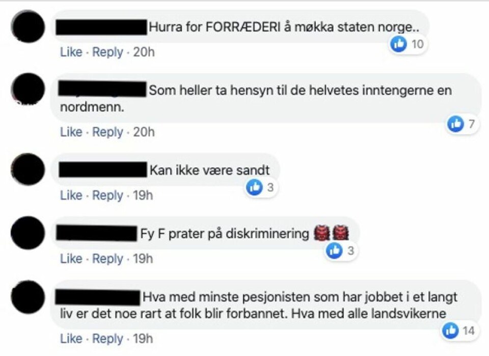 Skjermbilde fra Facebook-gruppen «Vi som har fått nok av diktaturet på stortinget!»