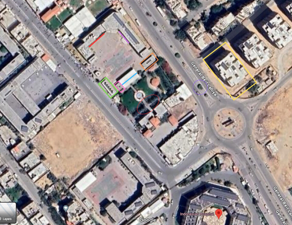 Her ser vi satellittbilde over Kuwait ungdomsskole for jenter. Skjermdump, Google Maps