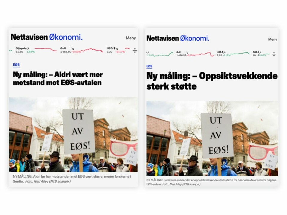 Opprinnelig og ny versjon av Nettavisens artikkel. Opprinnelig og ny versjon av Nettavisens artikkel.