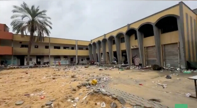 Ved denne skolen nord i Gaza forteller to ikke navngitte personer at israelske soldater skal ha skutt folk på kloss hold. Skjermdump, Al Jazeera hovedbilde