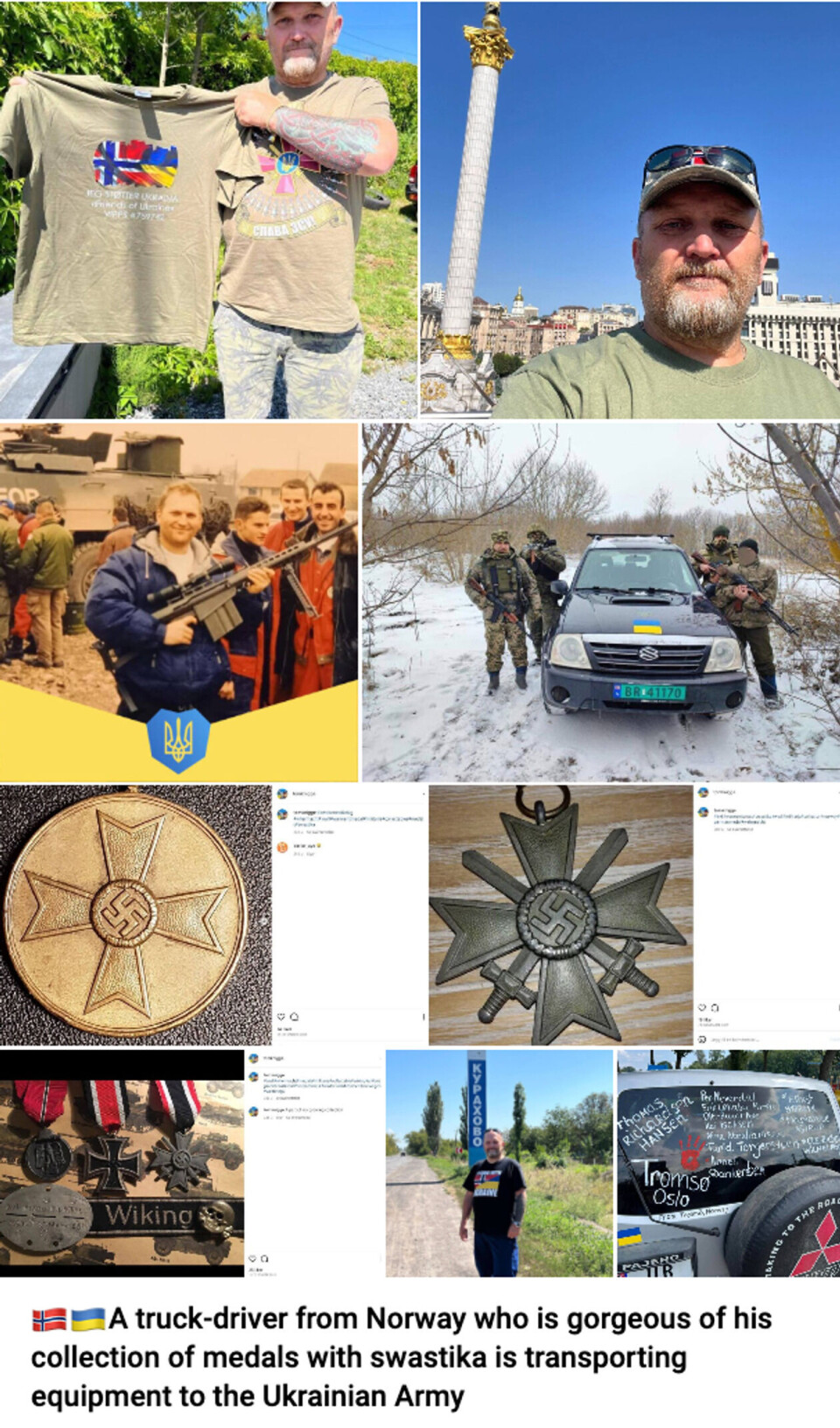 Deler av Telegram-posten om Tom Knigge. «This is the nazi’s adress» står det blant annet. I likhet med flere av nordmennene anklages han for å være nazist. Knigge forteller at det ikke kunne vært lenger fra sannheten, men at han tidligere samlet på effekter fra andre verdenskrig og blant mye annet hadde to swastika-medaljonger i samlingen. Det finnes imidlertid enkelte høyreekstreme blant nordmennene som får spredt informasjon om seg selv. Foto: Skjermdump Telegram