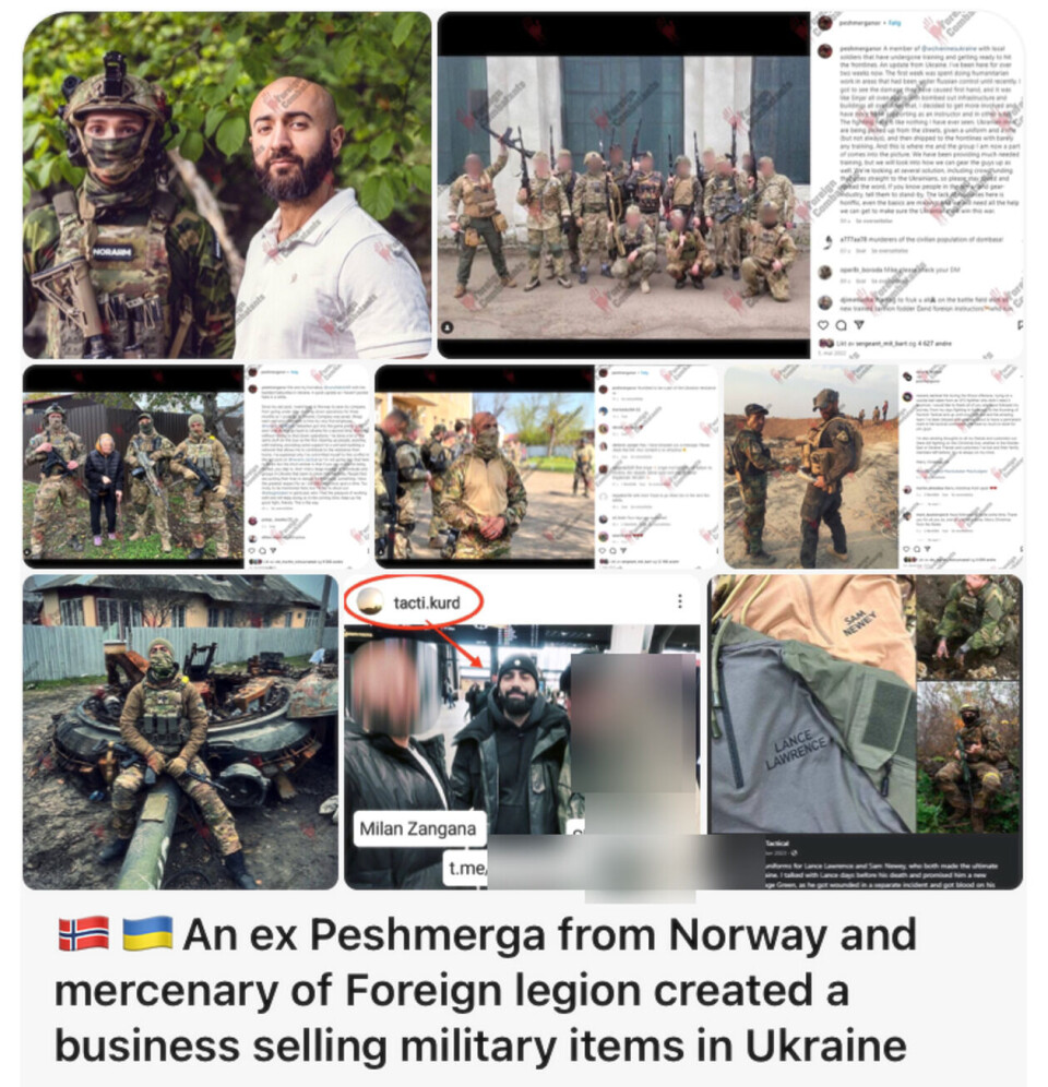 Deler av Telegram-posten om Milan Zangana, som også er kjent under pseudonymet «Peshmerganor». Foto: Skjermdump Telegram