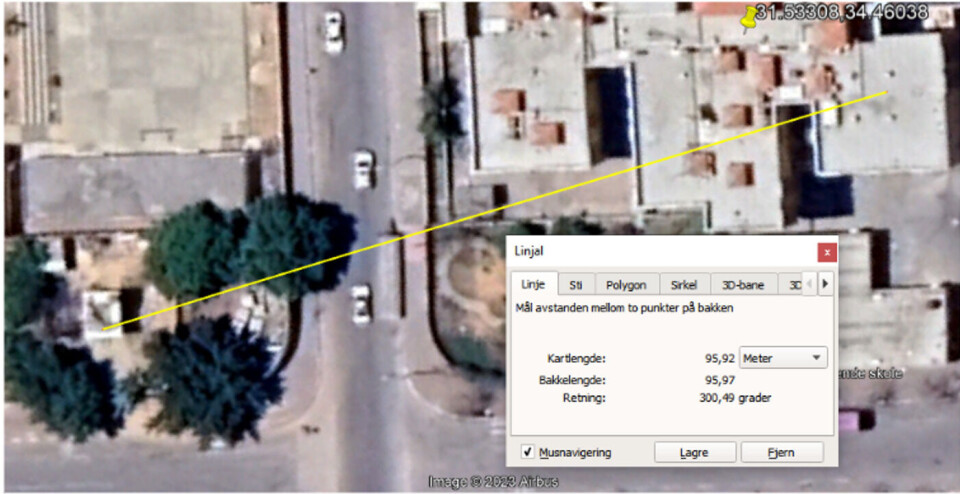 Avstanden mellom det IDF sier er de to inngangene til tunnelen er omtrent 100 meter.