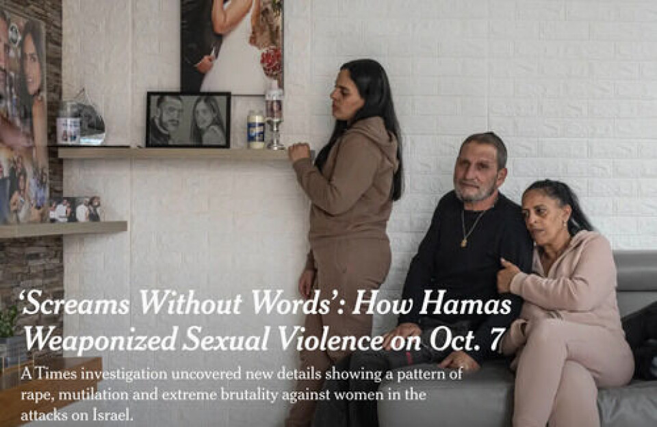 Hovedbilde og tittel på den omdiskuterte reportasjen i The New York Times. Skjermdump: The New York Times