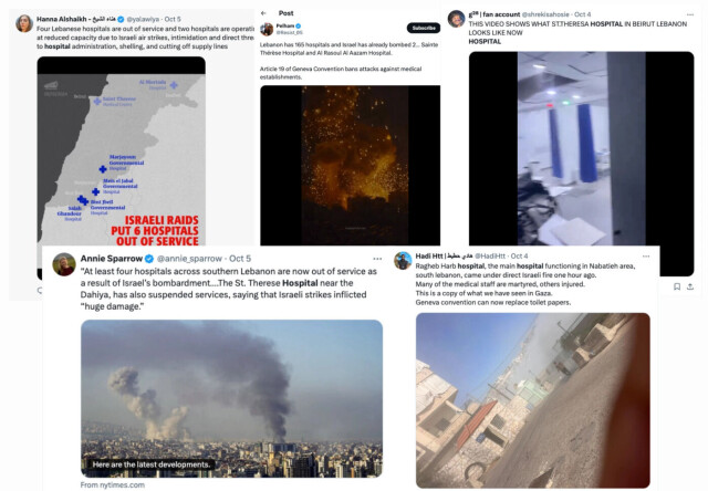 I sosiale medier engasjerer folk seg for sykehusene i Libanon. Skjermdump: X hovedbilde