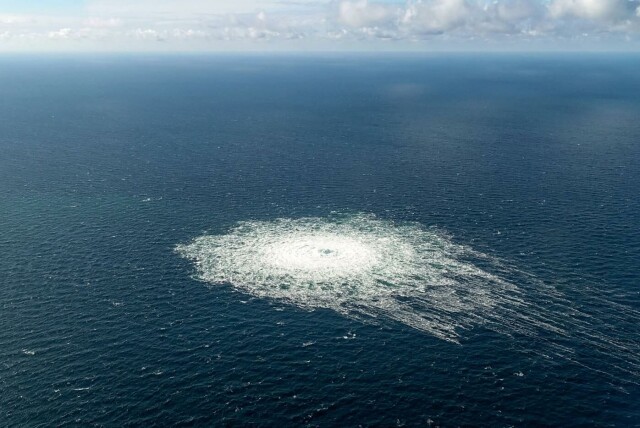 Lekkasjene fra Nord Stream 1 og 2 førte til et metanutslipp på mellom 75 000 og 230 000 tonn, ifølge en analyse fra UNEPs International Methane Emissions Observatory. Foto: Det danske forsvaret hovedbilde