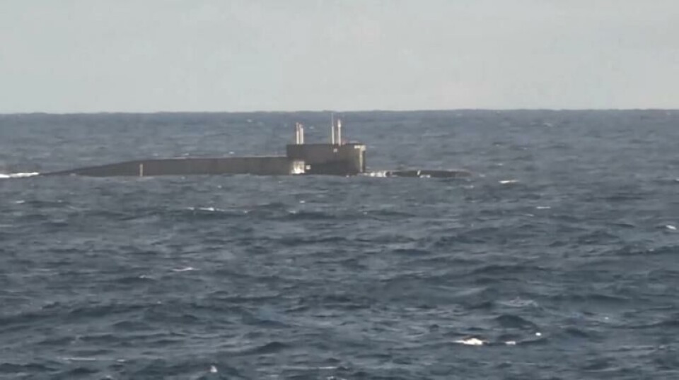 Skjermdump fra en video viser en Delta IV-ubåt som avfyrte et Sineva-missil i Barentshavet onsdag. Foto: Det russiske forsvarsdepartementet/Reuters/NTB