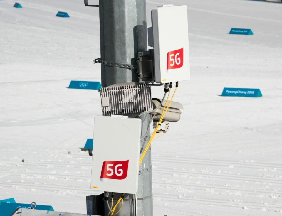 5G-sendere på stolper i Alpensia Cross-Country Skiing Centre under vinter-OL i Pyeongchang. Foto: Lise Åserud / NTB scanpix 5G-sendere på stolper i Alpensia Cross-Country Skiing Centre under vinter-OL i Pyeongchang.