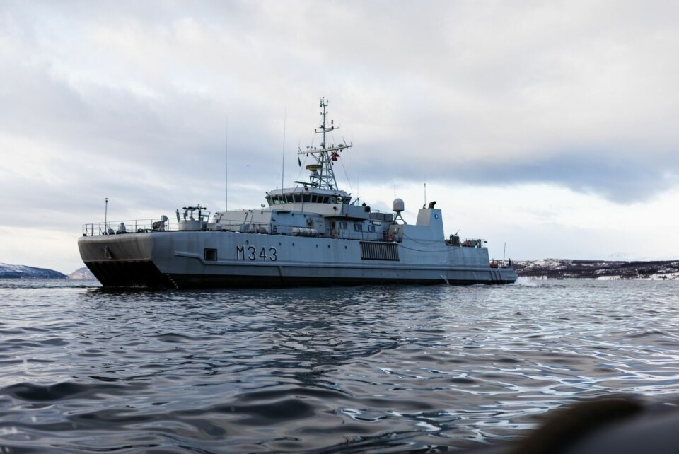 «KNM Hinnøy» av Oksøy-klassen var det eneste av Sjøforsvarets minerydderfartøy som deltok i BALTOPS 22. Foto: Forsvaret