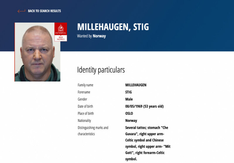 Interpol, som bidrar til internasjonalt politisamarbeid, har lagt ut denne etterlysningen på sine sider. Skjermdump: Interpol.