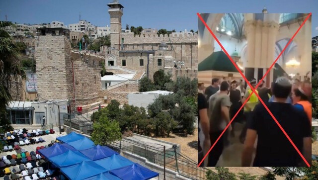 Palestinere ber fredagsbønn utenfor Ibrahim-moskeen i 2021 under en protest mot jødiske byggeplaner der. Foto: Majdi Mohammed / AP, skjermdump: Instagram hovedbilde