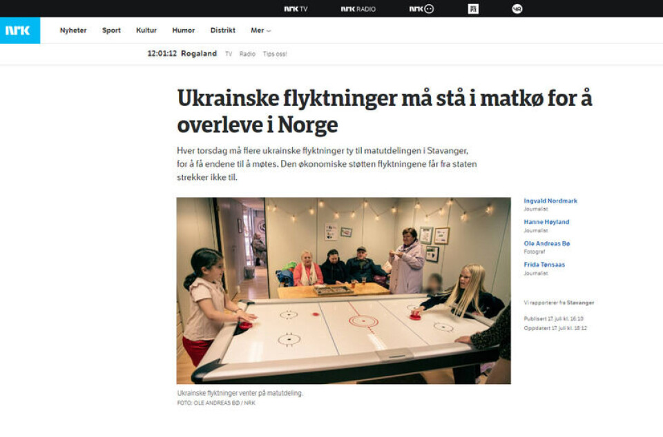 Denne NRK-artikkelen ble sitert av russiske medier. Skjermbilde: NRK.