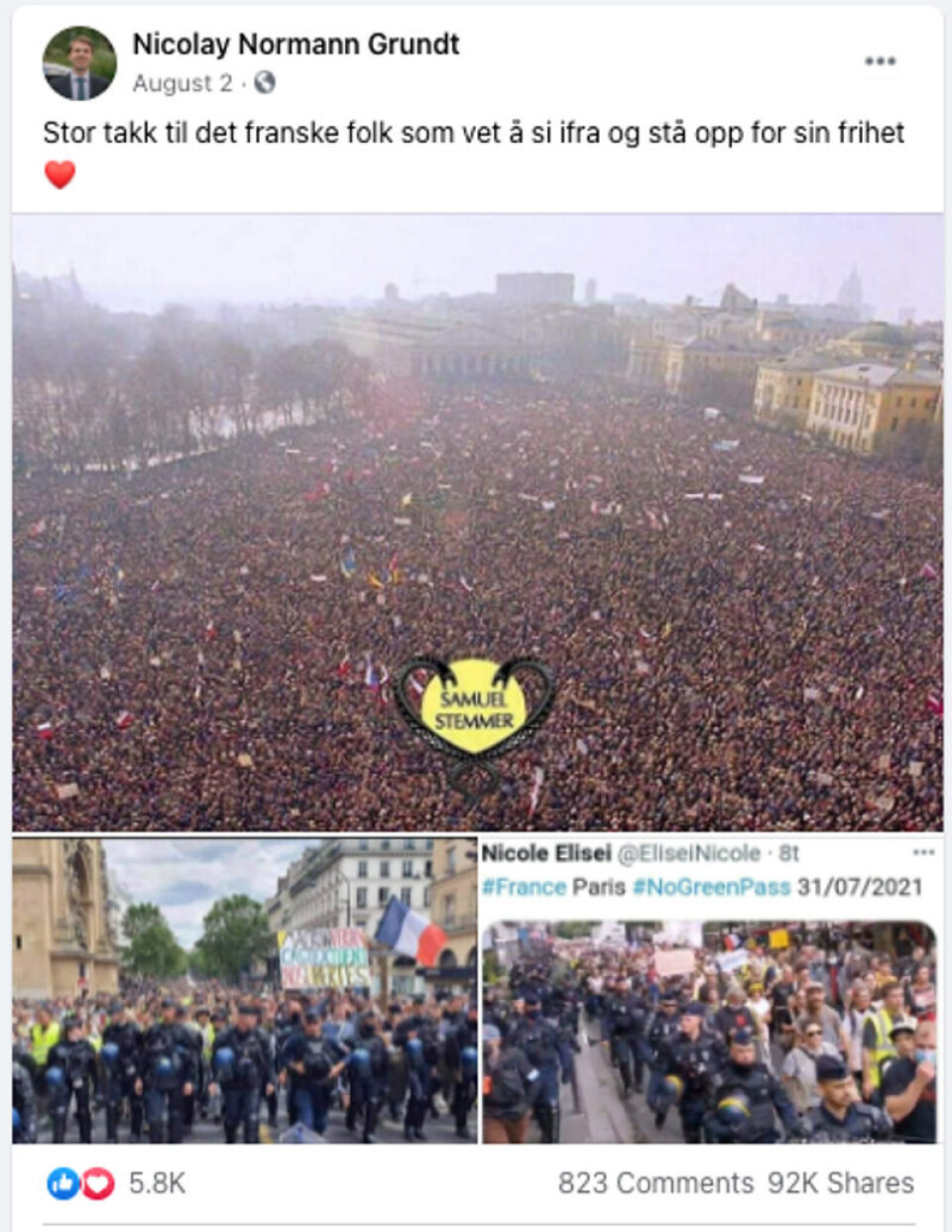 Skjermdump: Facebook