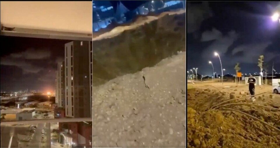 Flere verifiserte videoer viser det som sannsynligvis er det samme missilnedslaget i et nabolag ved Tel Aviv tirsdag kveld. Foto: Skjermdump, X.