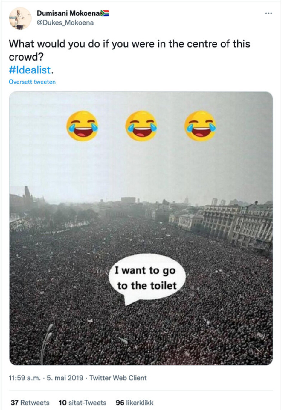 Skjermdump: Twitter.com / @Dukes_Mokoena