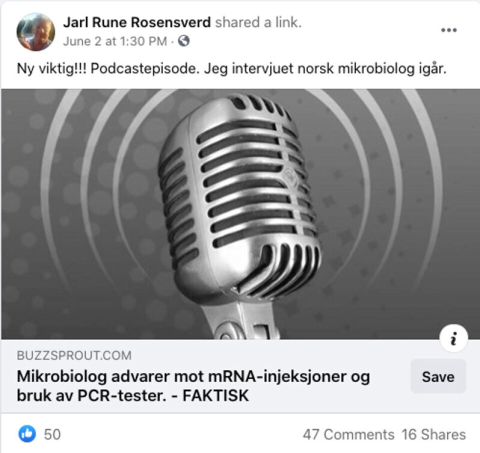 Jarl Rune Rosensverd på Facebook har blant annet delt podkasten i gruppen Røde Luer på Facebook. De har arrangert flere av demonstrasjonene foran Stortinget mot myndighetenes koronatiltak. Skjermbilde fra Facebook. Jarl Rune Nilsson, som kaller seg Rosensverd på Facebook, har blant annet delt podcasten i gruppen Røde Luer. De har arrangert flere av demonstrasjonene foran Stortinget mot myndighetenes koronatiltak.