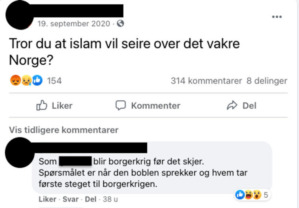 Et populært innlegg i en av de sentrale gruppene i nettverket.