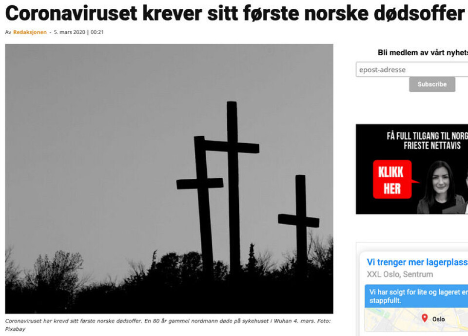 Resett publiserte denne saken natt til torsdag 5. mars. Etter at Faktisk.no tok kontakt, ble artikkelen slettet og beklaget. Skjermbilde fra Resett. Resett publiserte denne saken natt til torsdag 5. mars. Etter at Faktisk.no tok kontakt, ble artikkelen slettet og beklaget.