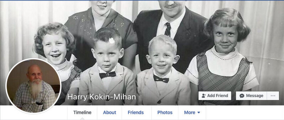 Navnet kommer ikke opp i google-søk, profilbildet er en mann som ble meldt savnet i USA i 2017 og familiebildet ble delt på Reddit for to år siden. Skjermbilde fra Facebook. Navnet kommer ikke opp i google-søk, profilbildet er en mann som ble meldt savnet i USA i 2017 og familiebildet ble delt på Reddit for to år siden.