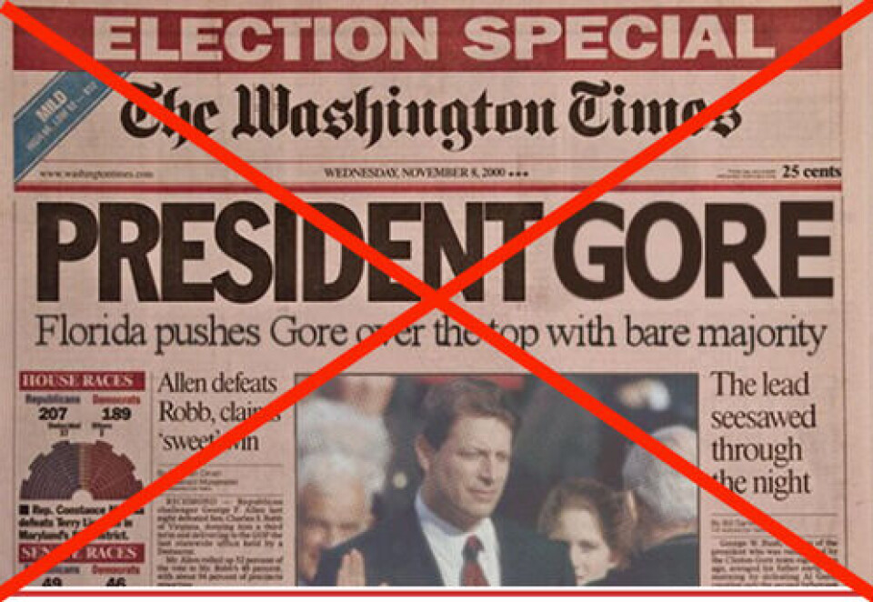 Falsk forside fra The Washington Times null Falsk forside fra The Washington Times