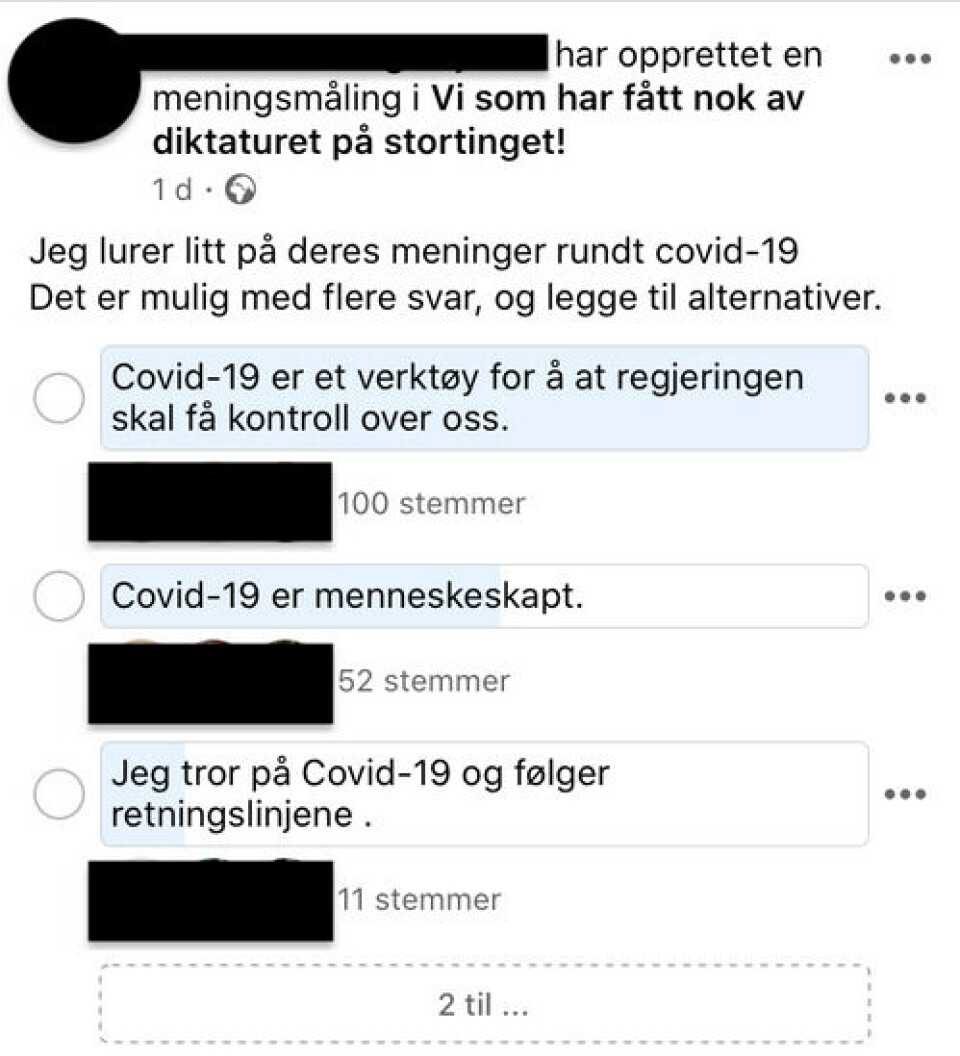 Skjermdump fra Facebook