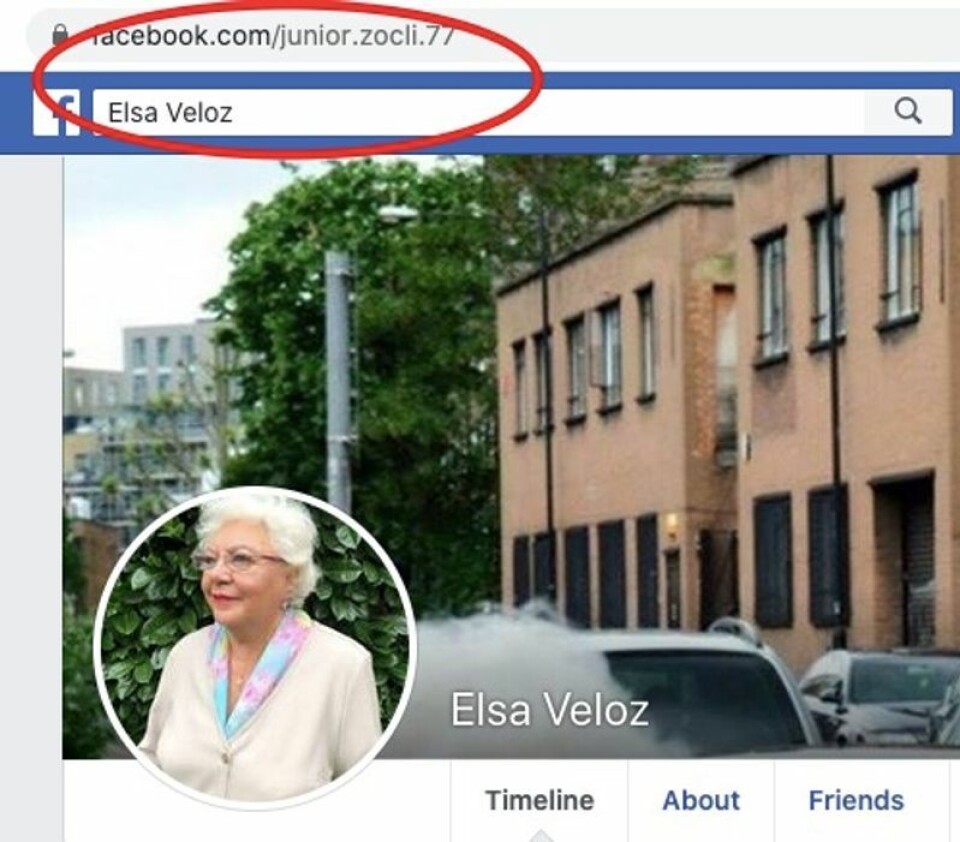 Hvis brukernavnet i adressefeltet ikke stemmer overens med profilnavnet, kan det være grunn til å være på vakt. Skjermbilde fra Facebook. Hvis brukernavnet i adressefeltet ikke stemmer overens med profilnavnet, kan det være grunn til å være på vakt.