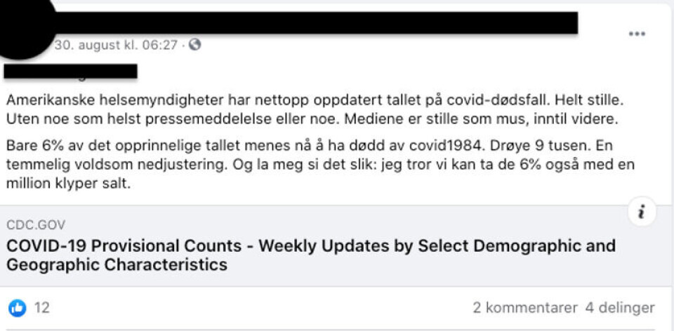Skjermdump: Facebook