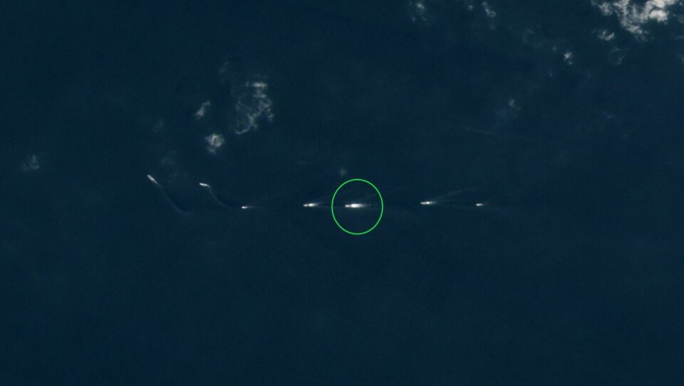 Her er satellittbilde tatt klokken 09.03 som matcher «Hinnøys» posisjon (56.02855N, 16.25773Ø). Foto: Planet Labs PBC
