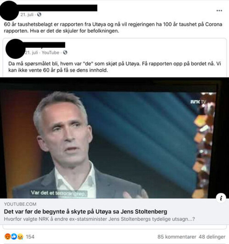 Skjermdump: Facebook