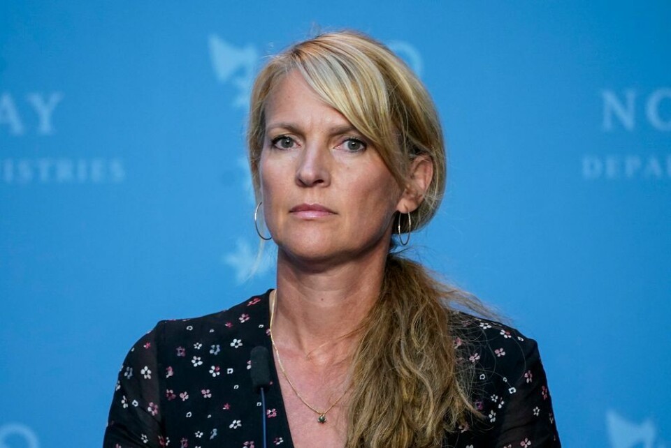 Avdelingsdirektør i FHI, Line Vold, på regjeringens pressekonferanse 31. juli. Foto: Foto: Lise Åserud / NTB scanpix. Avdelingsdirektør i FHI, Line Vold, på regjeringens pressekonferanse 31. juli.