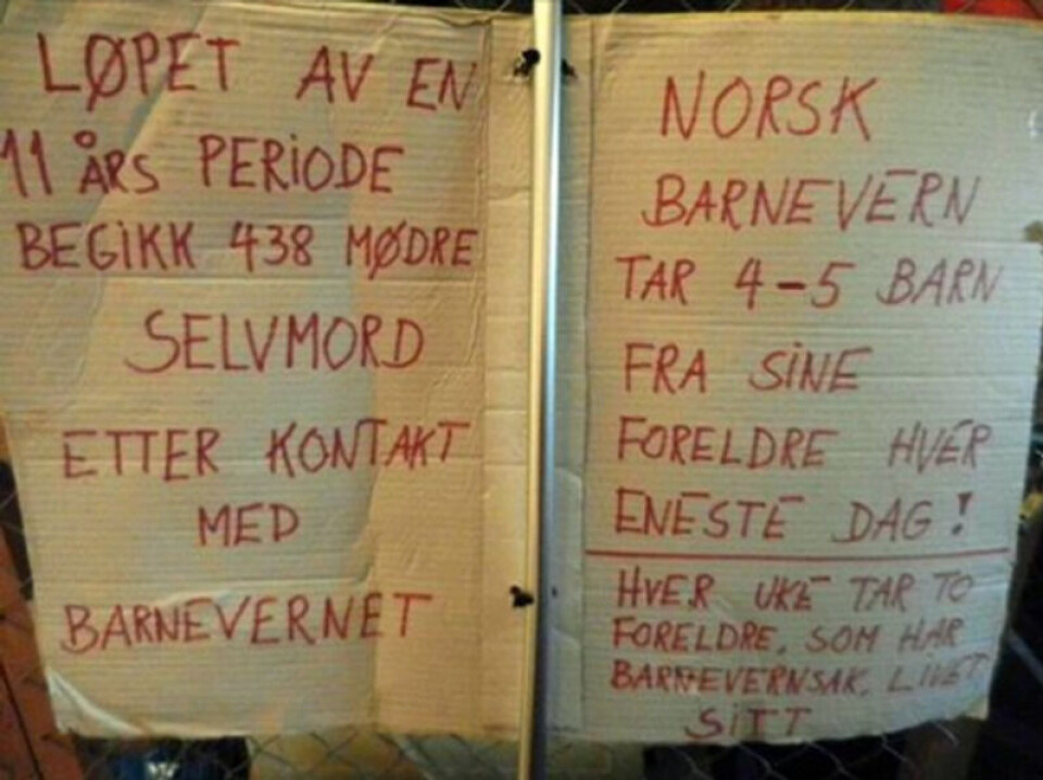 Skjermdump fra anti-barneverngruppe på Facebook.