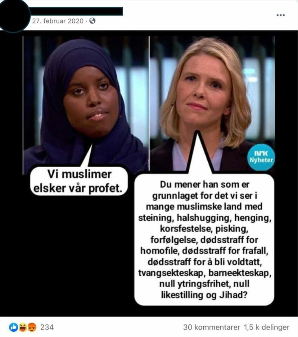 Skjermdump fra Facebook