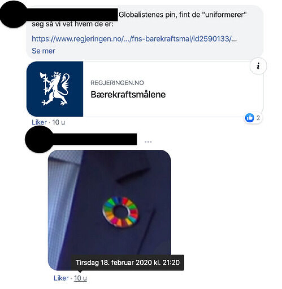 Et tidlig innlegg om jakkemerket. Skjermbilde: Facebook Et tidlig innlegg om jakkemerket.