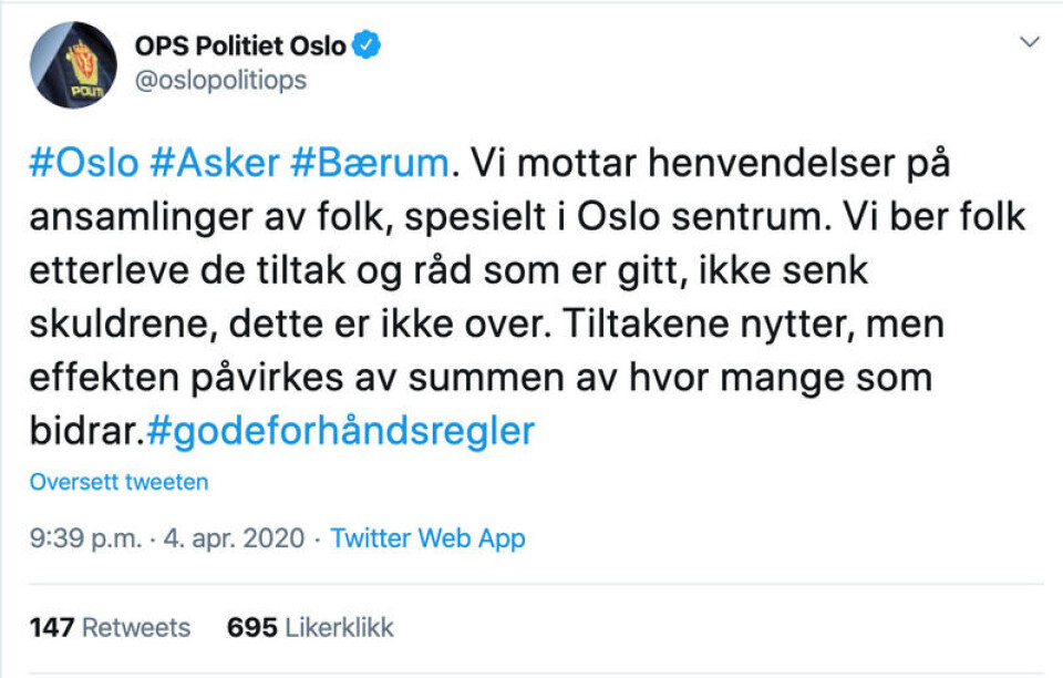 Skjermbilde: Twitter