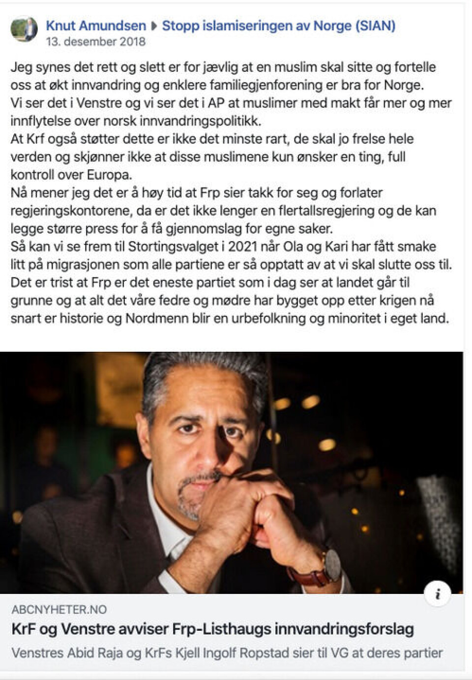 Skjermbilde: Facebook