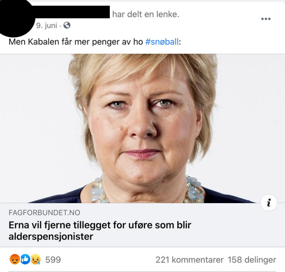 Skjermdump fra Facebook