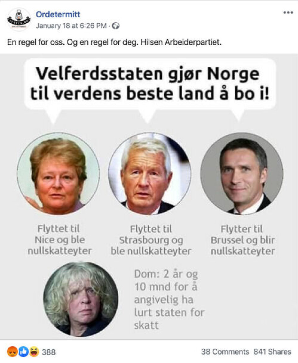 Skjermbilde fra Facebook.