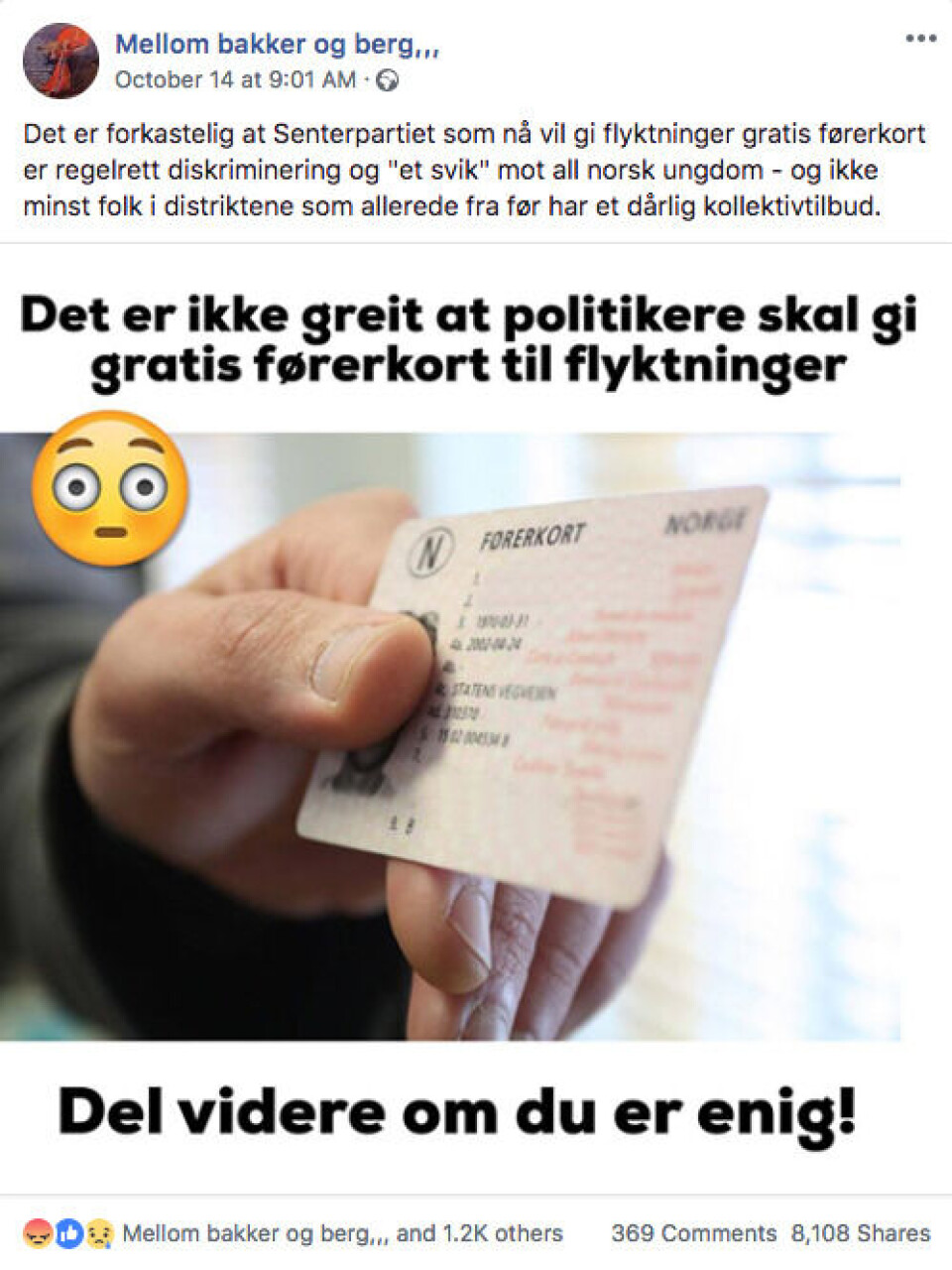 Foto: Skjermdump/Facebook.