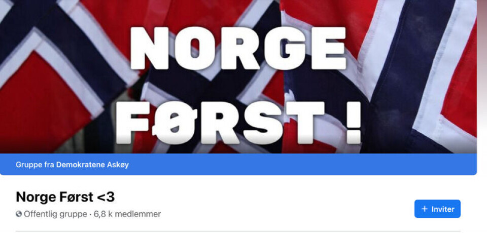 Skjermdump fra Facebook