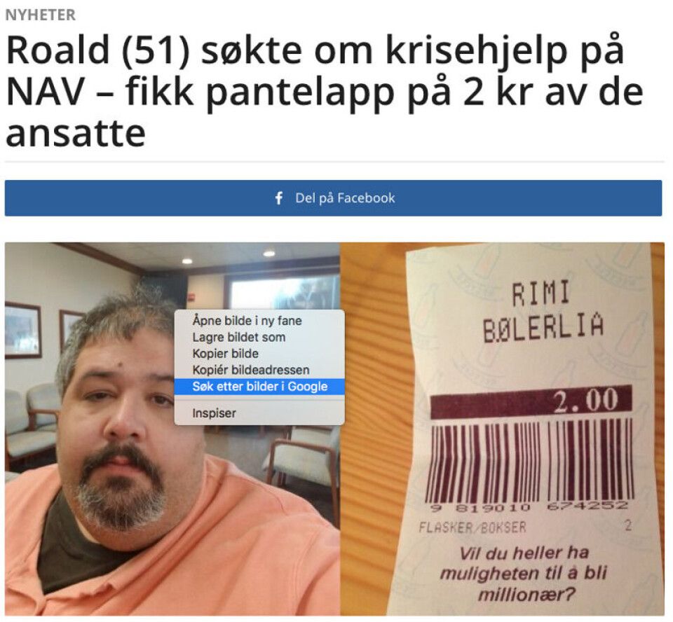 I Chrome-nettleseren kan du søke med bilder i Google ved å høyreklikke og velge «Søk etter bilder i Google». Foto: Skjermdump / Ukensnytt.com I Chrome-nettleseren kan du søke med bilder i Google ved å høyreklikke og velge «Søk etter bilder i Google».