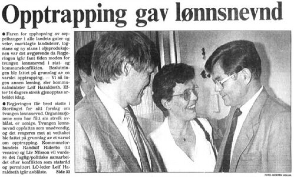 Opphopning av søppel var en av grunnene til tvungen lønnsnemnd i 1986. Faksimile: Aftenposten, 6.6.1986.