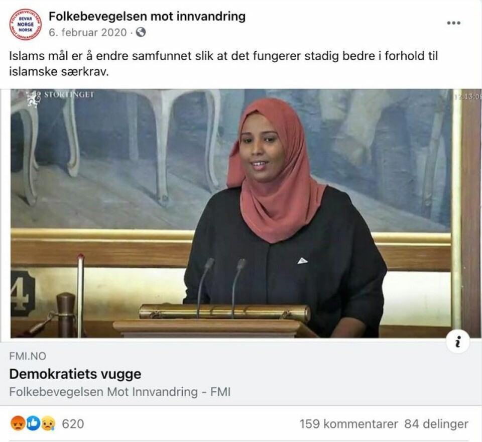 Skjermdump fra Facebook