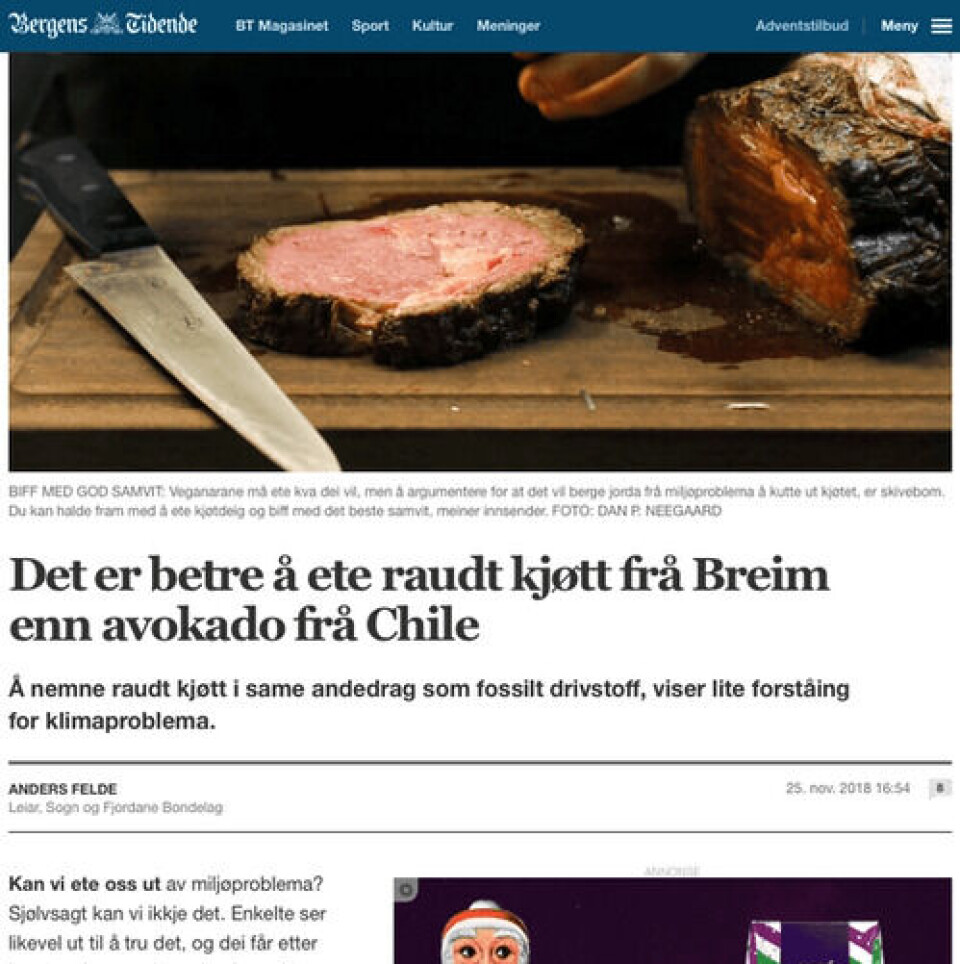 Skjermdump fra Bergens Tidende Skjermdump fra Bergens Tidende