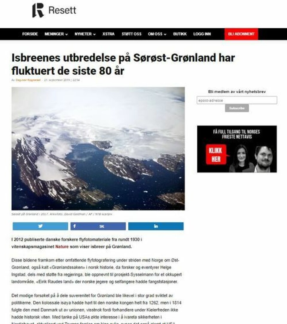 Skjermdump av saken etter at Resett har endret tittel, ingress og deler av innholdet. Foto: Skjermdump / Resett.no Skjermdump av saken etter at Resett har endret tittel, ingress og deler av innholdet.
