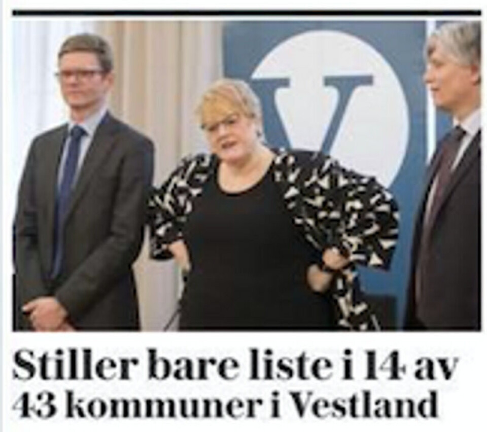 Skjermdump fra VG.no.