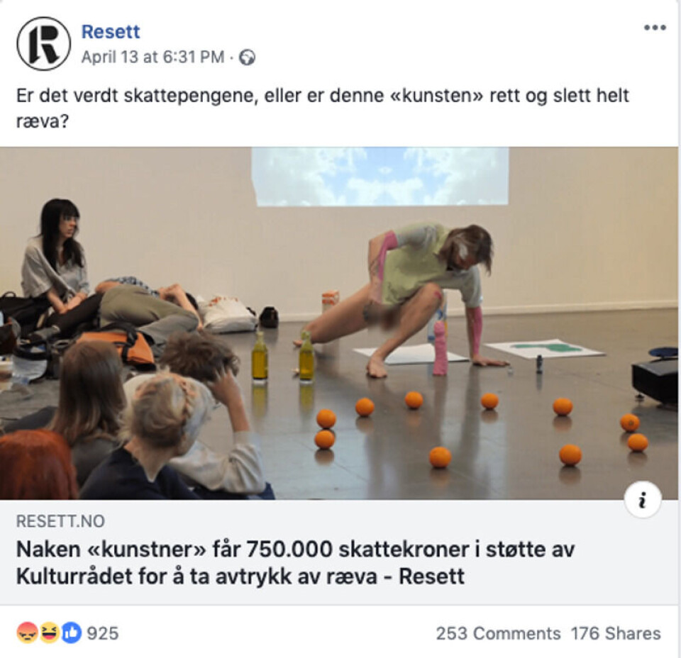 Skjermbilde fra Facebook.