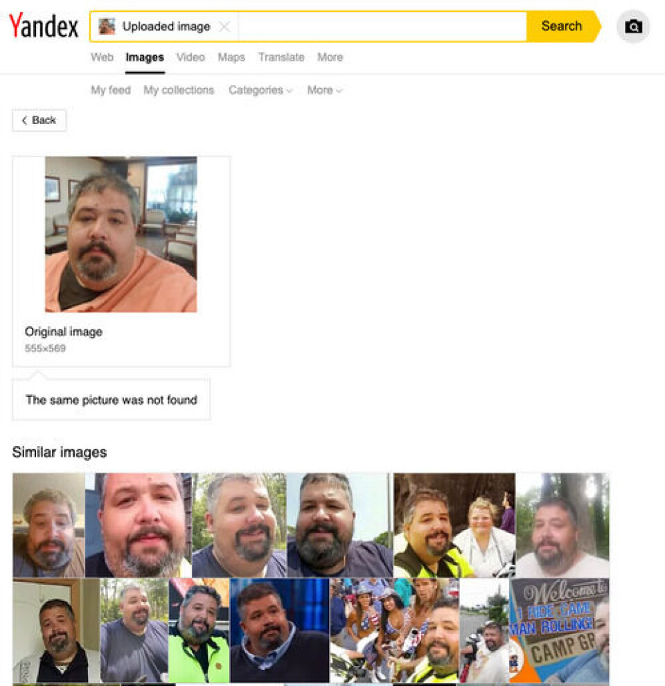 Slik ser treffene i Yandex ut. Foto: Skjermdump / Yandex.com Slik ser treffene i Yandex ut.